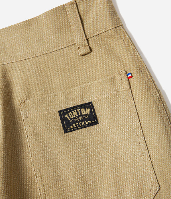 Le pantalon « Arsène » Toile canvas beige lavée