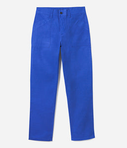 Le pantalon « Arsène » Toile canvas bleu royal lavée
