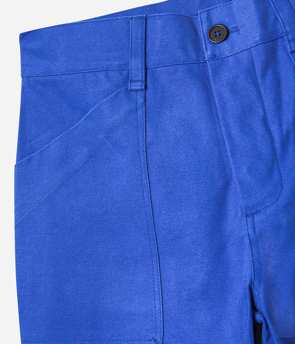 Le pantalon « Arsène » Toile canvas bleu royal lavée