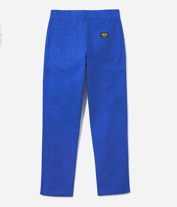 Le pantalon « Arsène » Toile canvas bleu royal lavée