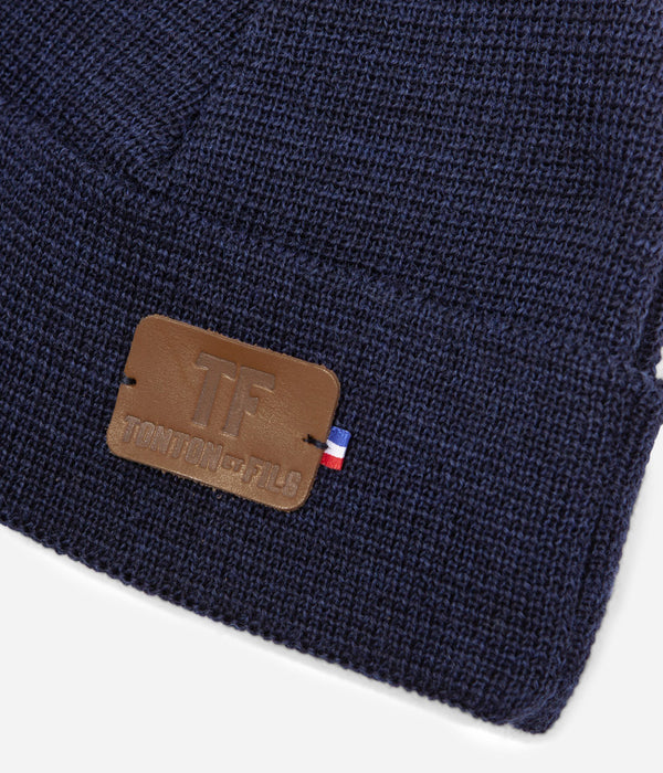 Tonton et Fils - Le bonnet "Ouessant" marine - Fabriqué en France - Vue écusson