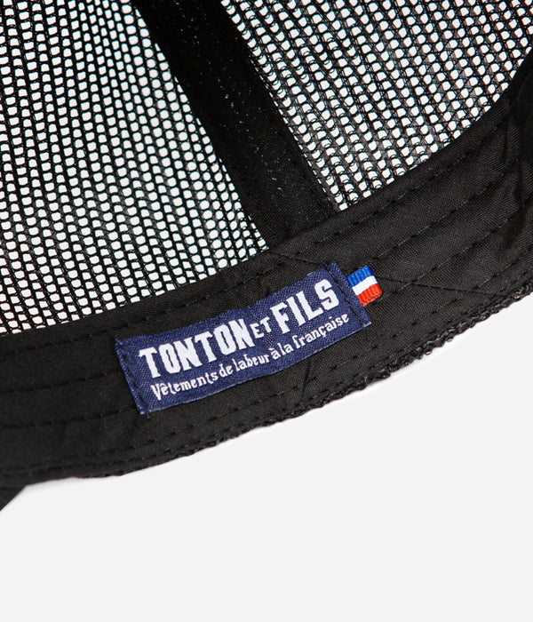 Tonton et Fils - Casquette "Trucker" - coloris Noir-Orange - Vue sur l'étiquette