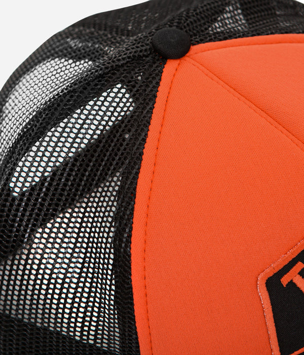 Tonton et Fils - Casquette "Trucker" - coloris Noir-Orange - Vue sur le filet