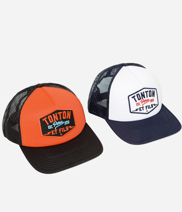 Tonton et Fils - Casquette "Trucker" - coloris Noir-Orange et Bleu-Blanc
