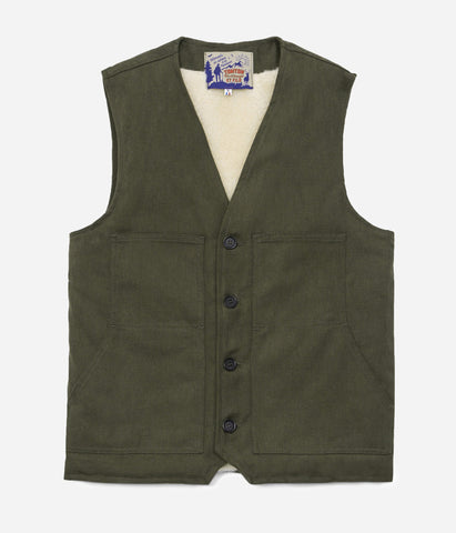 Le gilet «Jeannot» doublé mouton - kaki