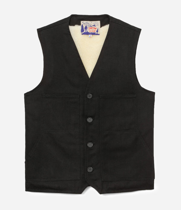 Tonton et Fils - Le gilet homme «Jeannot» doublé mouton - Noir - Fabriqué en France - Vue générale