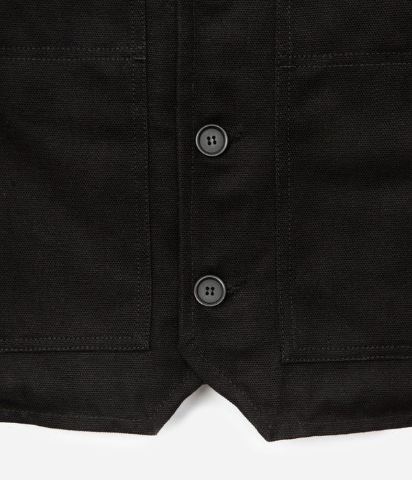 Tonton et Fils - Le gilet homme «Jeannot» doublé mouton - Noir - Fabriqué en France - Vue sur la boutonnière
