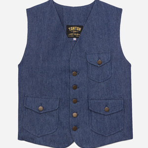 Tonton et Fils - Le gilet homme «Raoul» indigo fabriqué en France - Vue générale