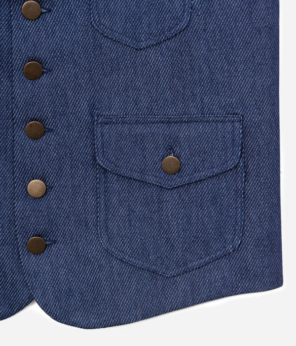 Tonton et Fils - Le gilet homme «Raoul» indigo fabriqué en France - Vue sur la poche avant
