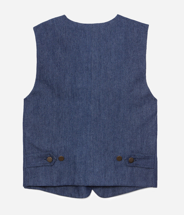 Tonton et Fils - Le gilet homme «Raoul» indigo fabriqué en France - Vue de dos