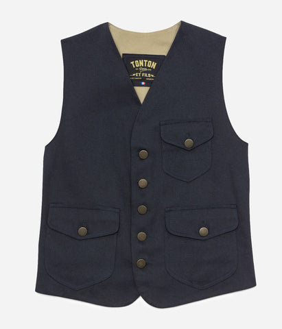 Le gilet «Raoul» canvas marine et kaki clair
