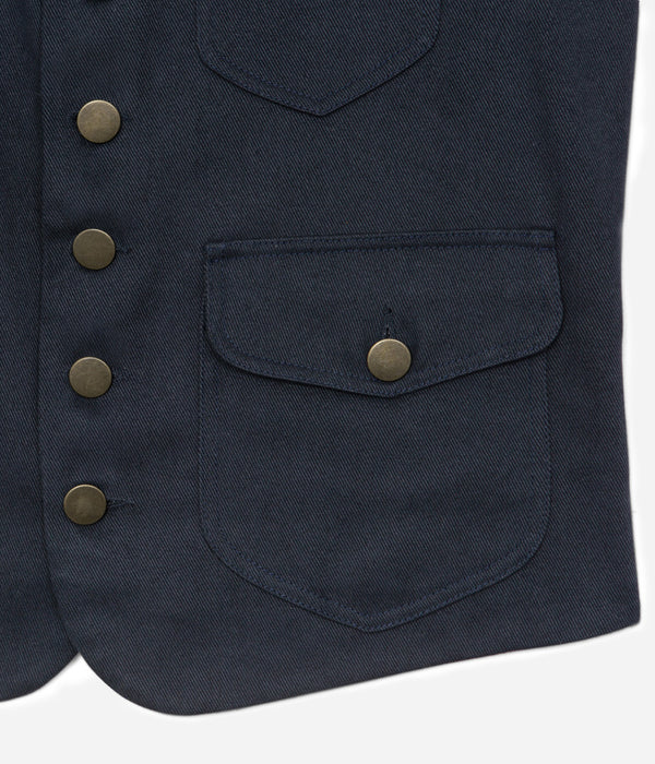 Tonton et Fils - Le gilet homme «Raoul» canvas marine et kaki clair - Fabriqué en France - Vue sur la poche avant