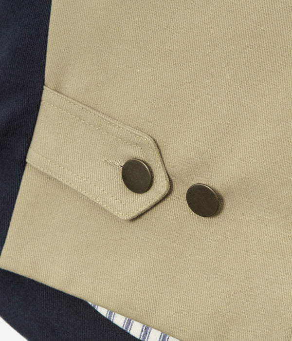 Tonton et Fils - Le gilet homme «Raoul» canvas marine et kaki clair - Fabriqué en France - Vue sur les patte latérales
