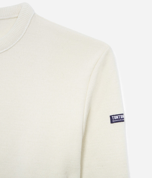 Tonton et Fils - Le pull homme « Cape Cod» écru fabriqué en France - Vue sur l'emmanchure