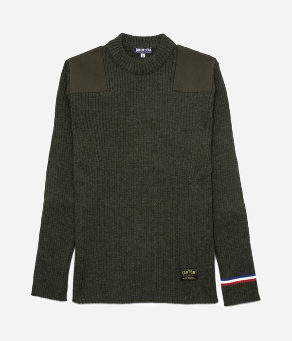 Tonton et Fils - Le pull homme « Commando» kaki fabriqué en France - Vue générale