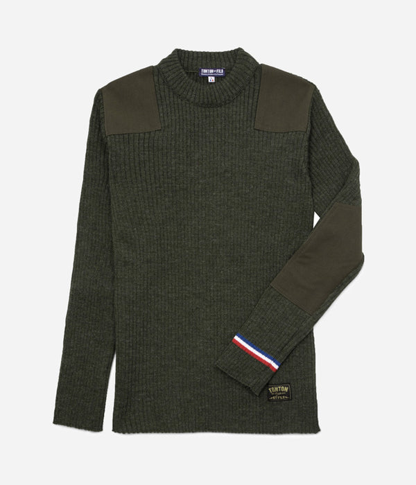 Tonton et Fils - Le pull homme « Commando» kaki fabriqué en France - Vue de face