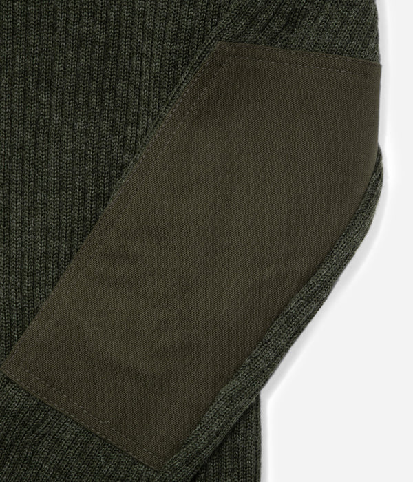 Tonton et Fils - Le pull homme « Commando» kaki fabriqué en France - Vue sur l'empiècement de coude