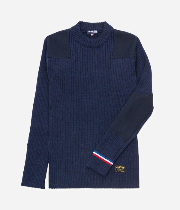Tonton et Fils - Le pull homme « Commando» marine fabriqué en France - Vue de face
