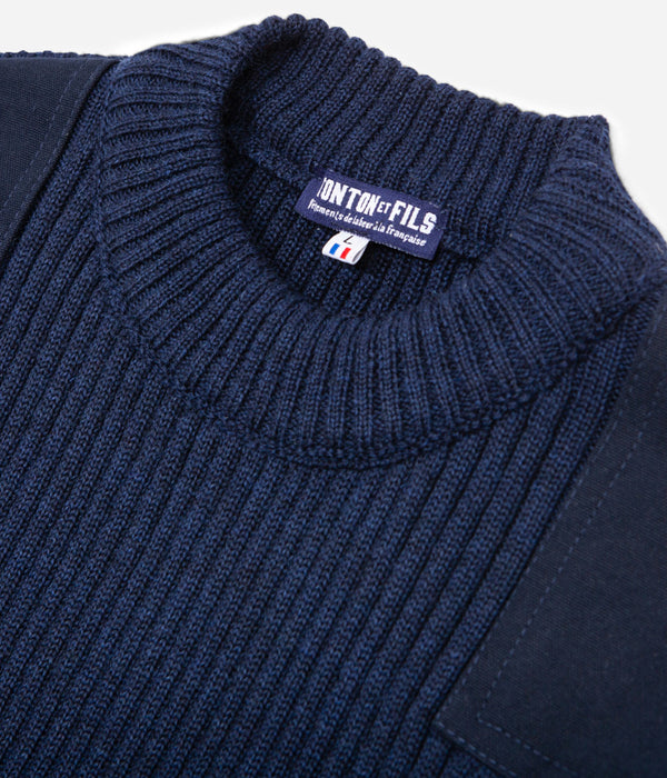 Tonton et Fils - Le pull homme « Commando» marine fabriqué en France - Vue sur l'encolure