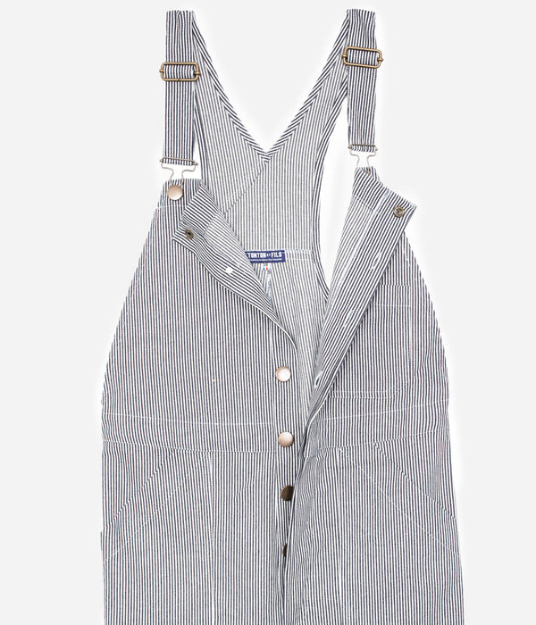 Tonton et Fils - La salopette homme «Billy» Hickory Stripe - Fabriquée en France - Vue générale salopette ouverte