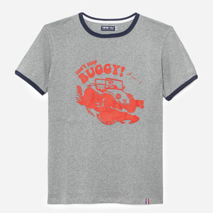 Tonton et Fils - Le tee-shirt manches courtes homme «Can’t stop Buggy» gris chiné et marine - Fabriqué en France - Vue générale