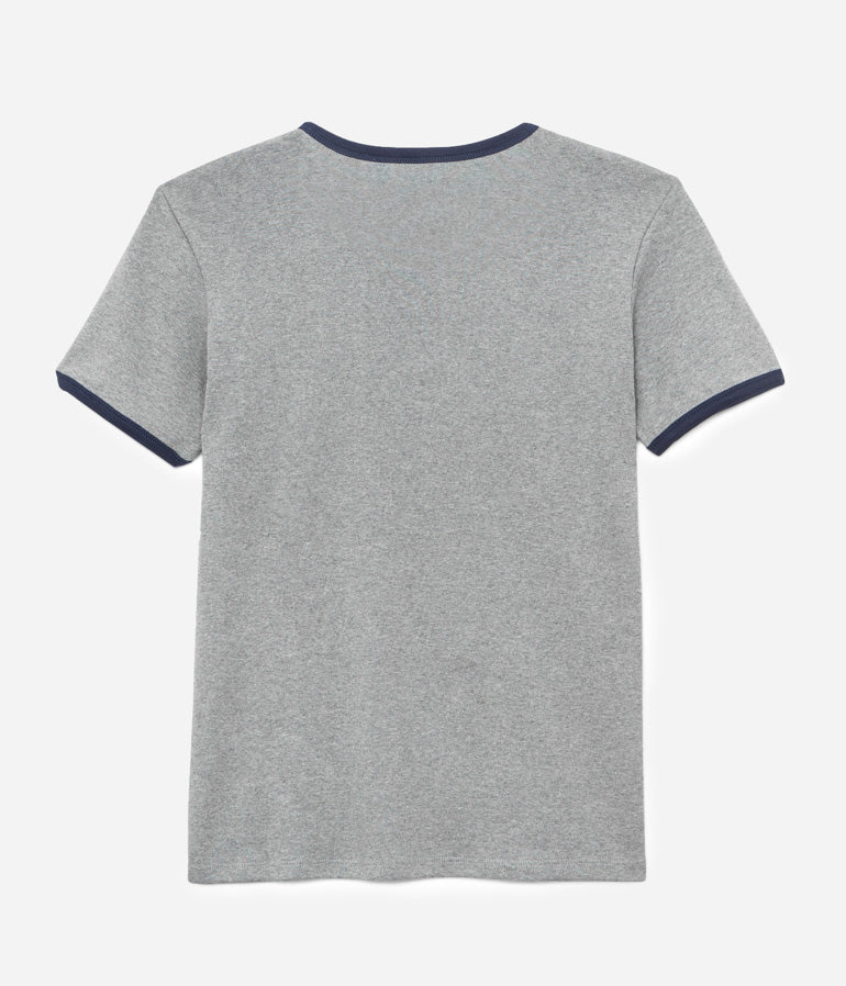 Tonton et Fils - Le tee-shirt manches courtes homme «Can’t stop Buggy» gris chiné et marine - Fabriqué en France - Vue de dos