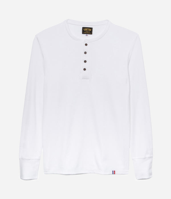 Tonton et Fils - Le tee-shirt homme manches longues "Henley" - Blanc - Fabriqué en France - Vue générale