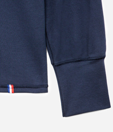 Tonton et Fils - Le tee-shirt homme manches longues "Henley" - Marine - Fabriqué en France - Vue sur le poignet et l'ourlet du bas