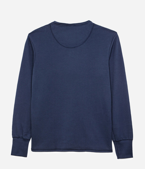 Tonton et Fils - Le tee-shirt homme manches longues "Henley" - Marine - Fabriqué en France - Vue de dos