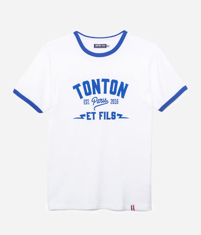 Le tee-shirt «Tonton» blanc et bleu royal