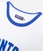 Tonton et Fils - Le tee-shirt homme manches courtes «Tonton» blanc et bleu royal - Fabriqué en France - Vue sur l'encolure
