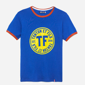 Tonton et Fils - Le tee-shirt homme manches courtes «Logo» bleu royal et rouille - Fabriqué en France - Vue générale
