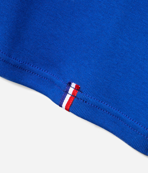 Tonton et Fils - Le tee-shirt homme manches courtes «Logo» bleu royal et rouille - Fabriqué en France - Vue sur l'ourlet du bas