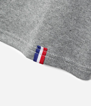 Tonton et Fils - Le tee-shirt manches courtes homme «Logo» gris chiné et marine - Fabriqué en France - Vue sur l'ourlet du bas