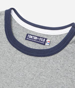 Tonton et Fils - Le tee-shirt manches courtes homme «Logo» gris chiné et marine - Fabriqué en France - Vue sur l'encolure