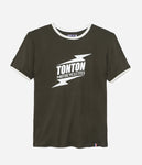 Tonton et Fils - Le tee-shirt homme manches courtes «Motocyclettes» kaki et écru - Fabriqué en France - Vue générale