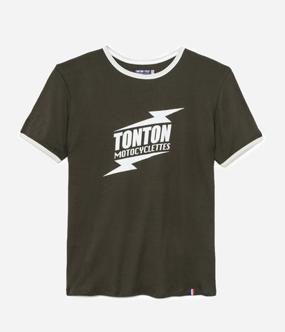 Le tee-shirt «Motocyclettes» kaki et écru
