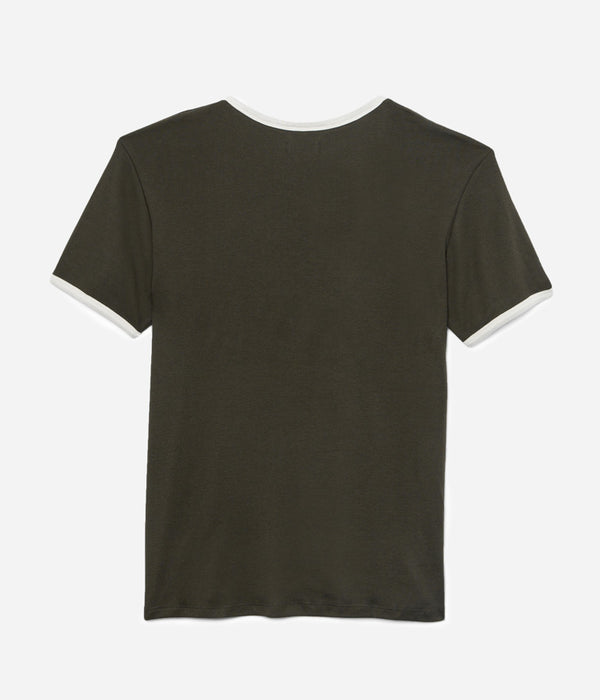 Tonton et Fils - Le tee-shirt homme manches courtes «Motocyclettes» kaki et écru - Fabriqué en France - Vue de dos