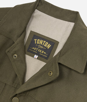 Tonton et Fils - La veste homme «Achille» canvas olive - Fabriquée en France - Vue sur l'encolure