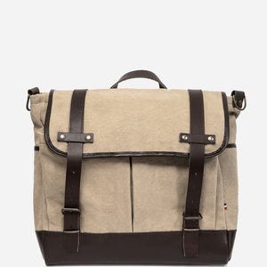 Tonton et Fils - La besace de «Tonton» beige stonewashed (non waxé) fabriquée en France - Vue générale