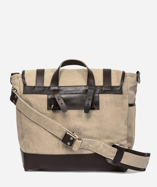 Tonton et Fils - La besace de «Tonton» beige stonewashed (non waxé) fabriquée en France - Vue arrière