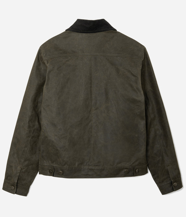 Tonton et Fils - Le blouson homme « Monterey » canvas waxé kaki et doublure polycoton de fabrication française - Vue de dos