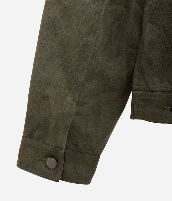 Tonton et Fils - Le blouson homme « Monterey » canvas waxé kaki et doublure polycoton de fabrication française - Vue sur un poignet