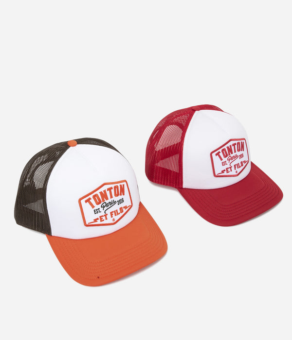 Tonton et Fils - Casquette "Trucker" - Orange-kaki-Blanc et Rouge-Blanc - Vue du devant