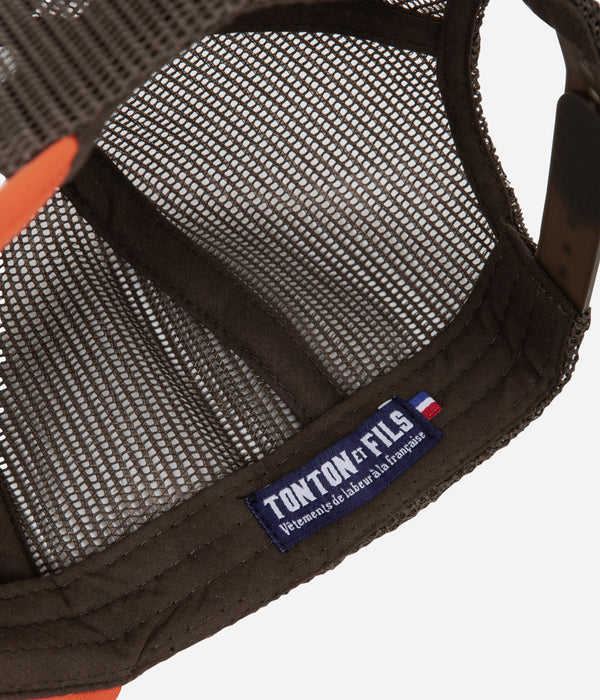 Tonton et Fils - Casquette "Trucker" - coloris Orange-Kaki-Blanc - Vue intérieure