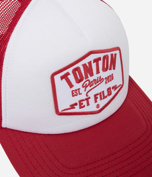 Tonton et Fils - Casquette "Trucker" - coloris Rouge-Blanc - Zzoom sur logo