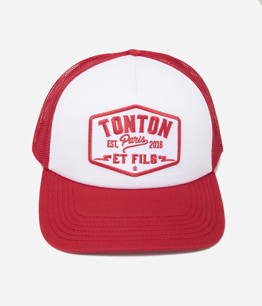 Tonton et Fils - Casquette "Trucker" - coloris Rouge-Blanc - Vue face avant