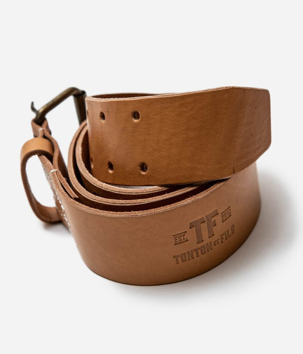Tonton et Fils - Ceinture "Pousse cailloux" fauve - Fabriquée en France - Aspect du logo