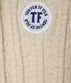 Tonton et Fils - Chaussettes "Marcel" - Fabriquées en France - Écru uni chiné - Zoom sur le logo