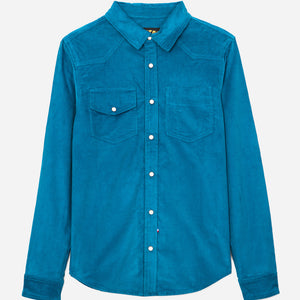 Tonton et Fils - La chemise Homme «Jimmy» velours Bleu azur fabriquée en France - Vue générale